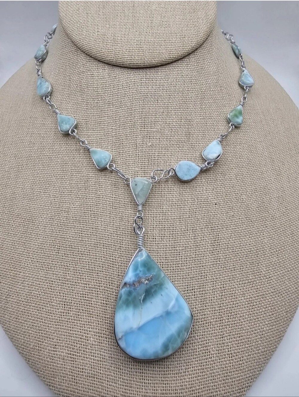 Larimar 20 Stone Pendant Necklace
